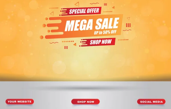 Mega Sale Banner Blank Space Product Sale Orange Background Design — Stockvektor