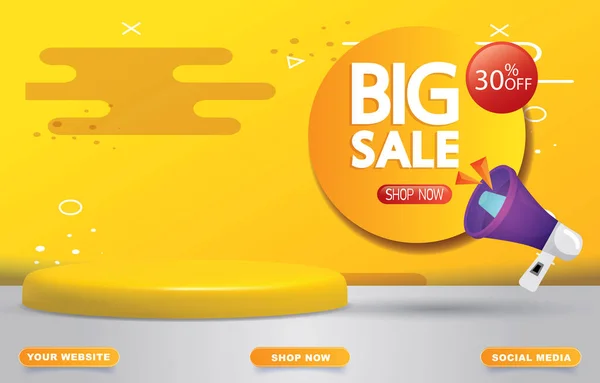 Big Sale Blank Space Podium Product Sale Yellow Background Design — Image vectorielle