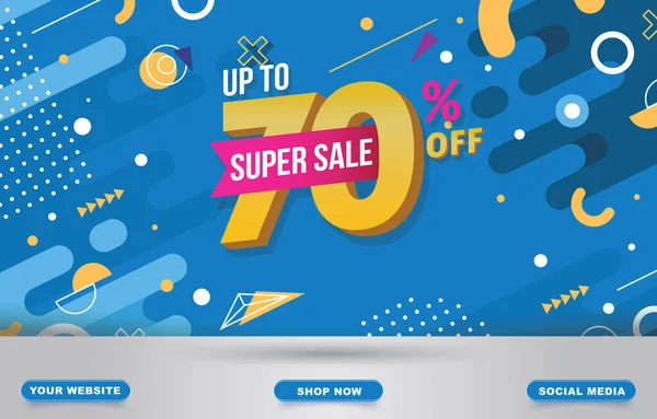 Super Sale Banner Blank Space Product Sale Blue Background Design — Image vectorielle