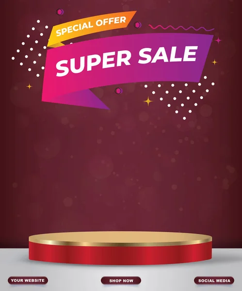 Super Sale Blank Space Podium Product Sale Dark Purple Background —  Vetores de Stock