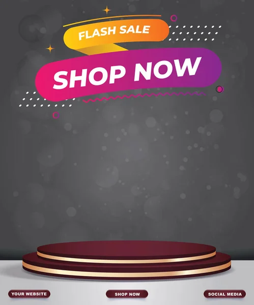 Flash Sale Blank Space Podium Product Sale Black Background — Stockvektor