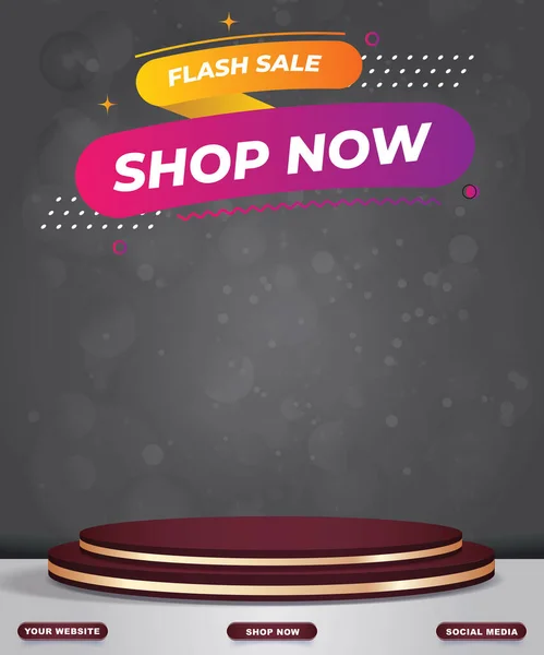 Flash Sale Blank Space Podium Product Sale Black Background — Archivo Imágenes Vectoriales