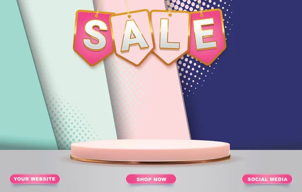 Sale Banner Blank Space Podium Product Sale Colorful Background Design — Stock vektor