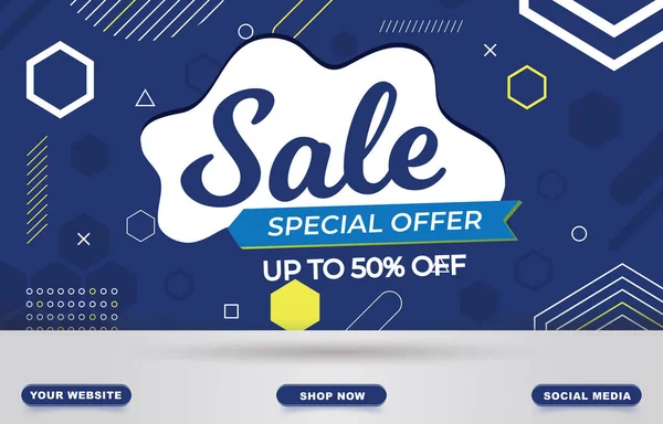 Sale Banner Blank Space Product Sale Blue Background Design — Image vectorielle