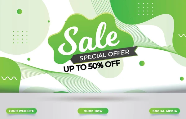 Sale Banner Blank Space Product Sale Green White Background Design — Stock vektor