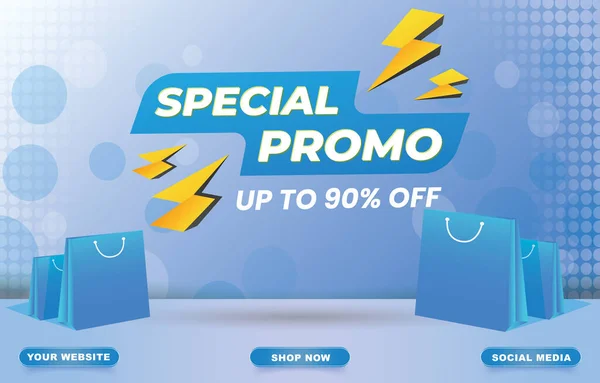 Special Promo Sale Banner Blank Space Product Sale Blue Background — Stockvektor