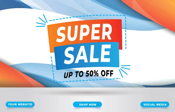 Super Sale Banner Blank Space Product Sale Blue Background Design — Stock vektor