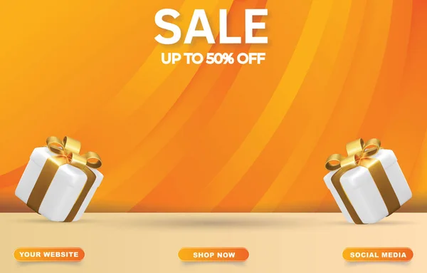 Sale Banner Blank Space Product Sale Orange Background Design — Image vectorielle