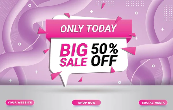 Big Sale Banner Blank Space Product Sale Pink Background Design — Vettoriale Stock