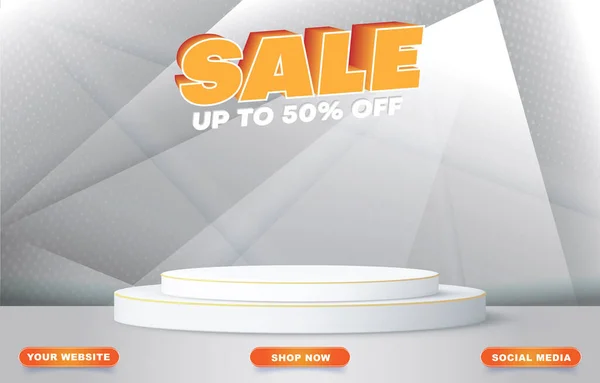 Sale Podium Product Sale Orange Background Design — Stock Vector