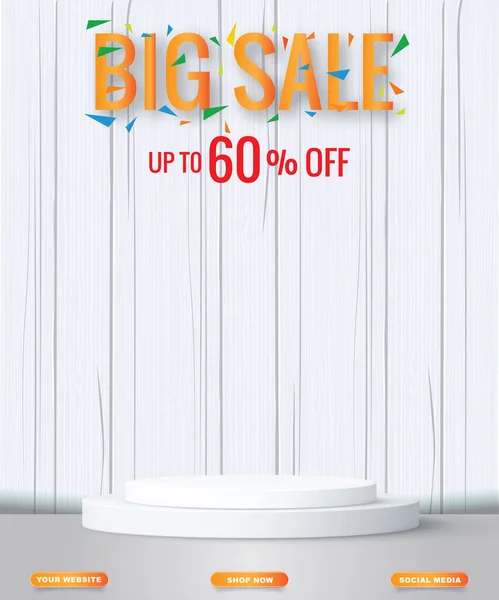 Big Sale Banner Blank Space Podium Product Sale Elegant White — Archivo Imágenes Vectoriales