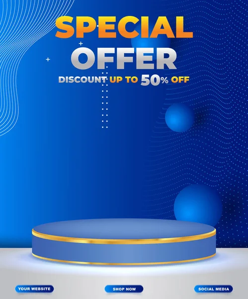 Special Offer Social Media Template Blank Space Podium Product Sale — 图库矢量图片