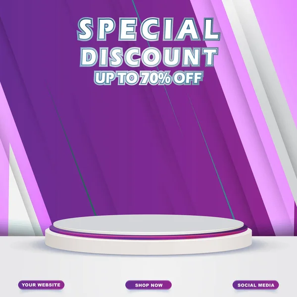 Special Discount Social Media Square Template Blank Space Podium Product — Stock vektor