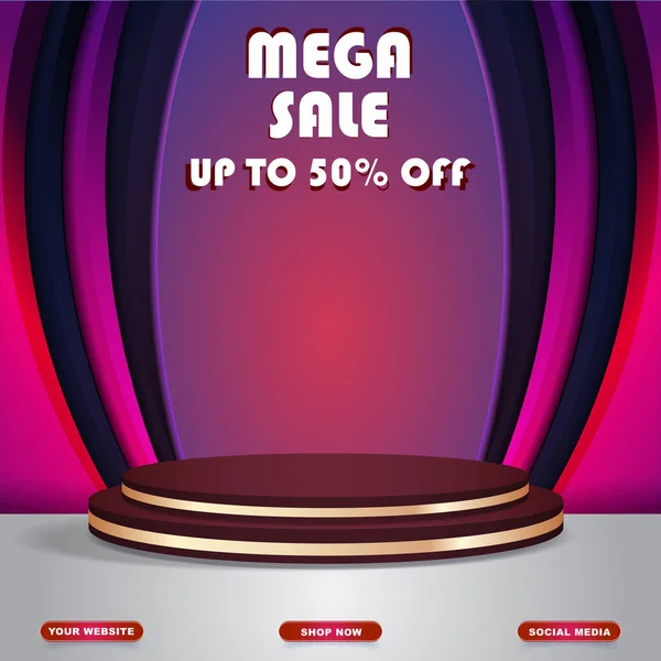 Mega Sale Social Media Template Blank Space Podium Product Sale — Archivo Imágenes Vectoriales