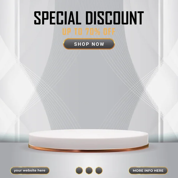 Special Discount Social Media Template Post Blank Space Podium Product — Stock vektor