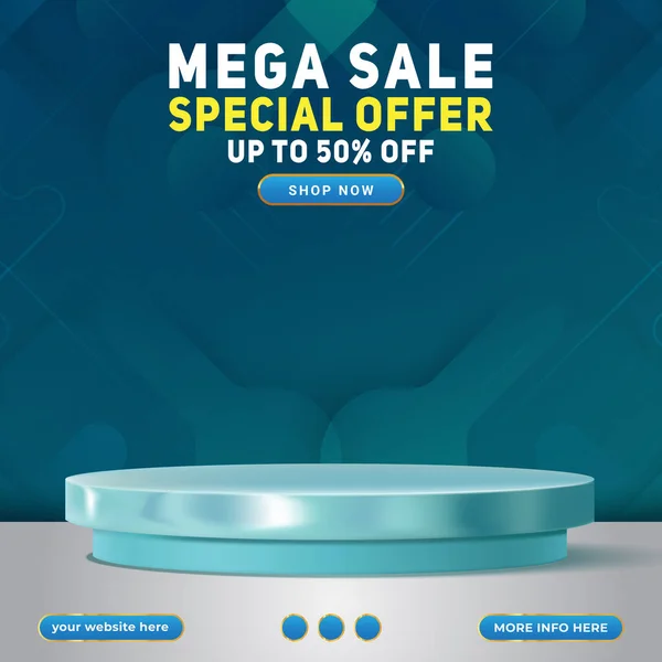 Mega Sale Social Media Template Blank Space Podium Product Sale — 图库矢量图片