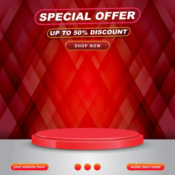 Special Offer Social Media Template Post Blank Space Podium Product — Archivo Imágenes Vectoriales