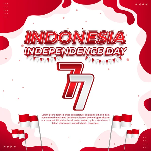 August 17Th Indonesian Independence Day Square Background Red White Colour - Stok Vektor