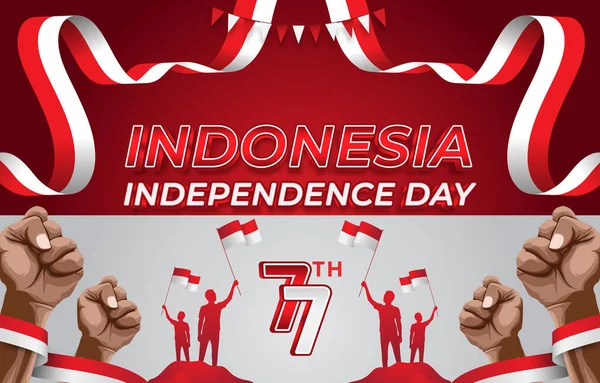 Happy Indonesian Independence Day Celebrate Elegant Background Red White Colour - Stok Vektor