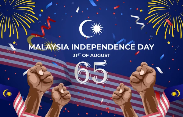 Happy Malaysian Independence Day 65Th Celebrate Gradient Blue Background Design — Image vectorielle