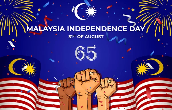 65Th Malaysian Independence Day Celebrate Blue Background Colour Design — Image vectorielle