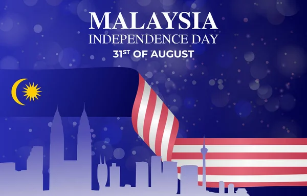 Malaysian Independence Day 31Th August Celebrate Gradient Blue Colour Background — Stockvector