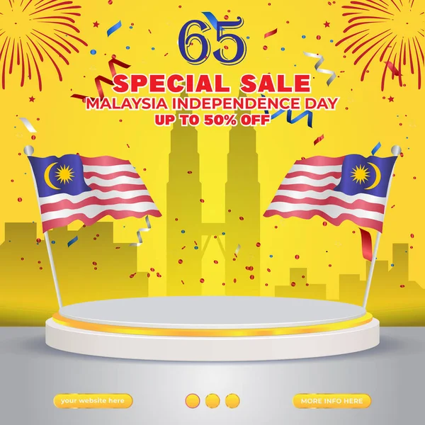 Malaysian Independence Day 31Th August Sale Banner Social Media Template — Stockvector