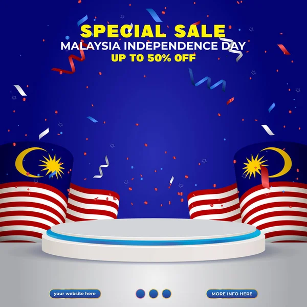 Malaysian Independence Day 65Th Sale Banner Social Media Template Post — Image vectorielle
