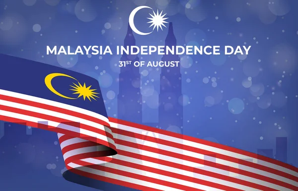 Malaysian Independence Day Celebrate Blue Colour Background Design — Vetor de Stock