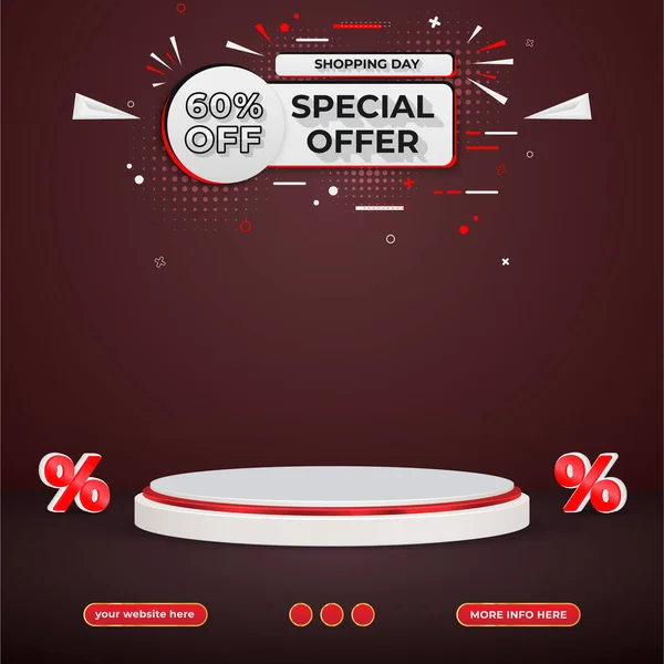 Shopping Day Special Offer Social Media Template Post Blank Space — Stockvektor