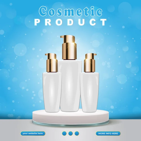 Cosmetic Product Social Media Template Post Gradient Blue White Background — Stock Vector