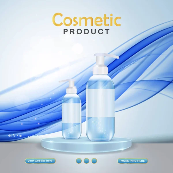 Cosmetic Product Sale Social Media Template Post Podium Gradient Blue — Stockvektor