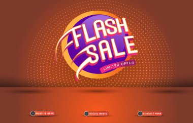 flash sale social media tempate banner with blank space for product with gradient brown and golden background