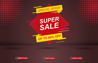 super sale discount template banner with blank space for product with gradient dark brown background design