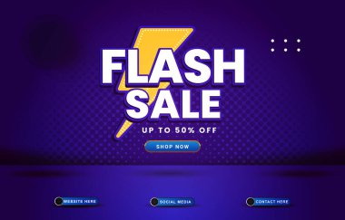 flash sale social media template banner with blank space for product with gradient blue background