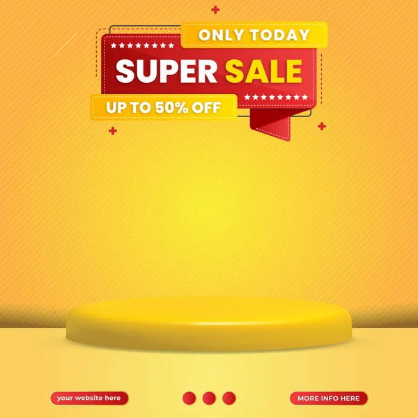 Super Sale Social Media Template Blank Space Podium Product Gradient — Stockvektor
