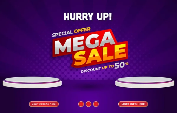 Mega Sale Social Media Template Post Blank Space Podium Product — Image vectorielle