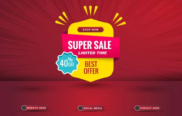 Super Sale Limited Offer Social Media Template Post Blank Space — Stockvektor