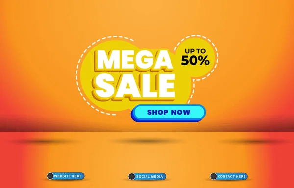 Mega Sale Social Media Template Post Blank Space Product Gradient —  Vetores de Stock