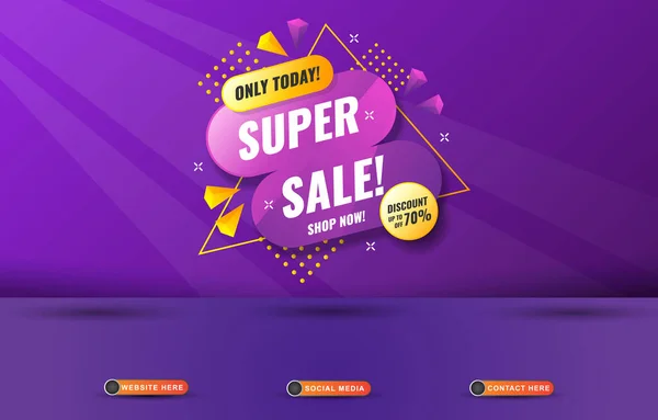 Super Sale Social Media Tempate Banner Blank Space Product Gradient — 图库矢量图片