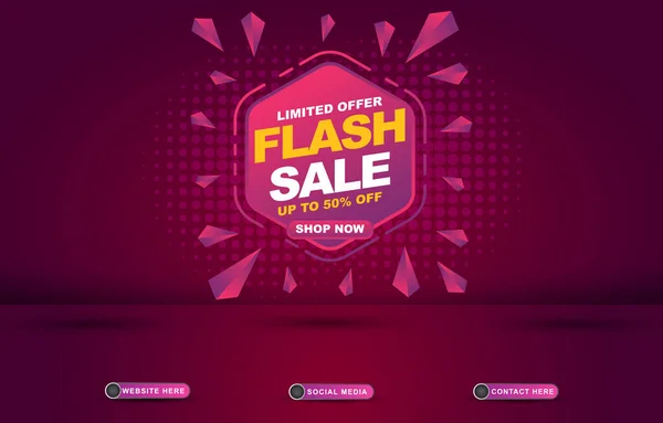 Flash Sale Social Media Template Post Banner Blank Space Product — 图库矢量图片