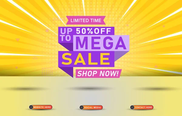 Limited Mega Sale Template Banner Blank Space Product Gradient Yellow — 图库矢量图片