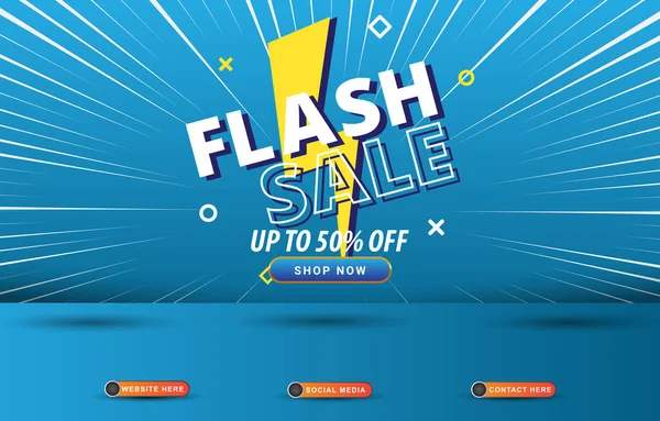 Flash Sale Template Banner Blank Space Product Gradient Blue Background — 图库矢量图片