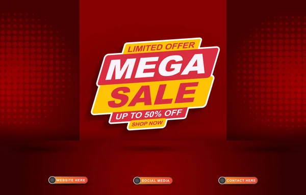 Mega Sale Social Media Template Post Banner Blank Space Product — 图库矢量图片