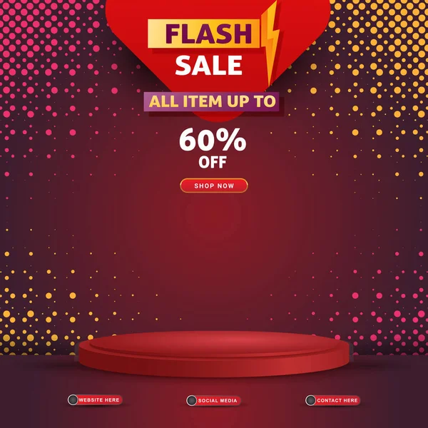 Flash Sale Social Media Template Banner Blank Space Podium Product — 图库矢量图片