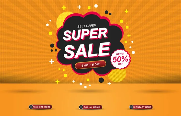 Best Offer Super Sale Social Media Template Banner Blank Space — Archivo Imágenes Vectoriales