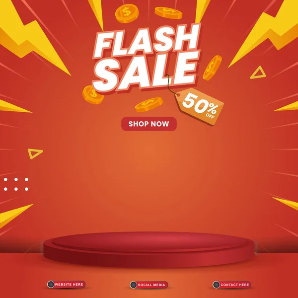 Flash Sale Social Media Template Blank Space Podium Product Abstract — 图库矢量图片