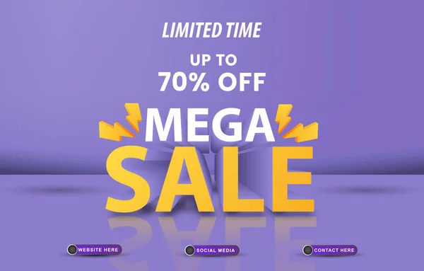 Limited Mega Sale Social Media Template Banner Blank Space Product — 图库矢量图片
