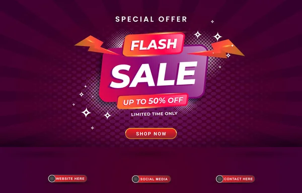 Special Offer Flash Sale Social Media Template Banner Blank Space — Archivo Imágenes Vectoriales