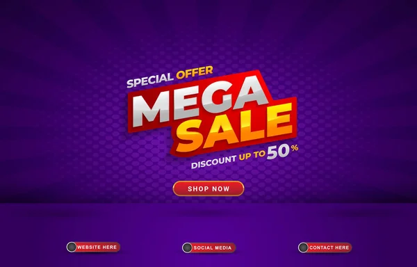 Special Offer Mega Sale Social Media Template Banner Blank Space — Archivo Imágenes Vectoriales